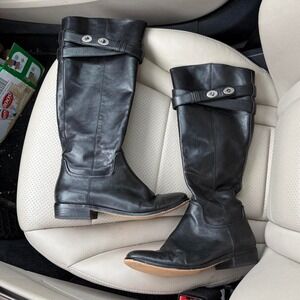 Coach Linette Black Leather Riding Boots Size 6